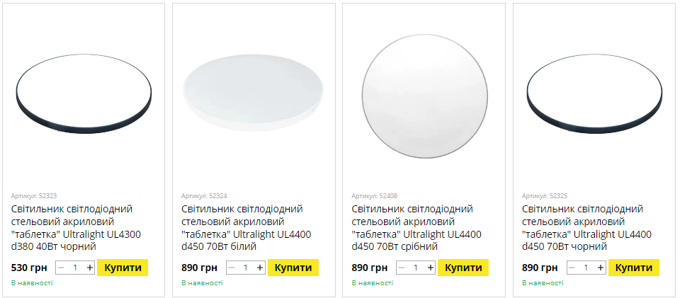 Стельові світильники